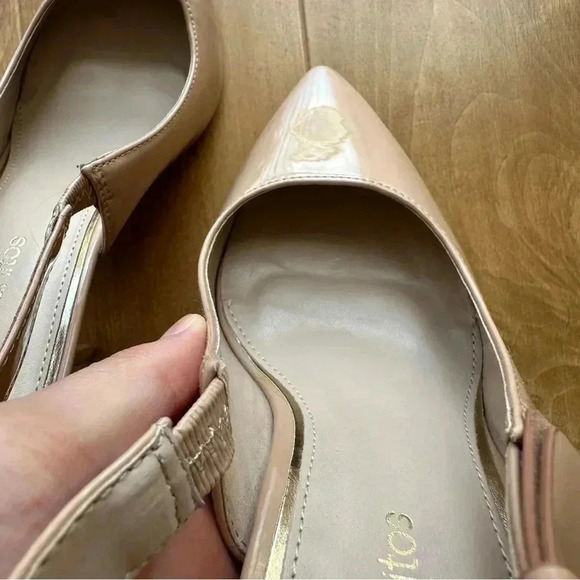 Platanitos Pointed Toe Patent Leather Heels with Bow, Nude, Size 38 (US 7) - Picture 7 of 10